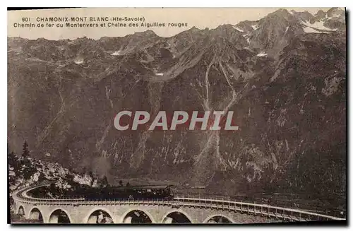 Cartes postales Chamonix Mont Blanc Chemin de fer du Montenvers et Chaine des Aiguilles Rouges Train