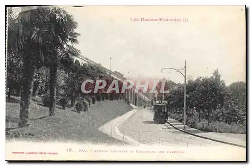 Ansichtskarte AK Pau Avenue Leon Say et Boulevard des Pyrenees Tramway