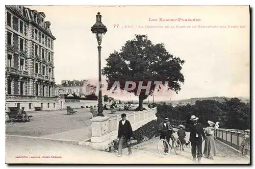 Cartes postales Pau La Descente de la Gare et le Boulevard des Pyrenees