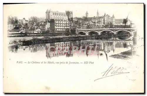 Cartes postales Pau La Chateau et les Hotels vue prise de Jurancon