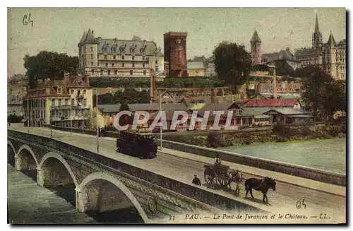 Cartes postales Pau Le Pont de Jurancon et le Chateau Tramway Cheval