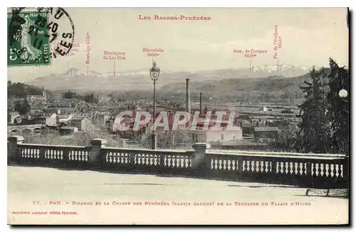Cartes postales Pau Bizanos et la Chaine des Pyrenees de la terrasse du palais d'hiver