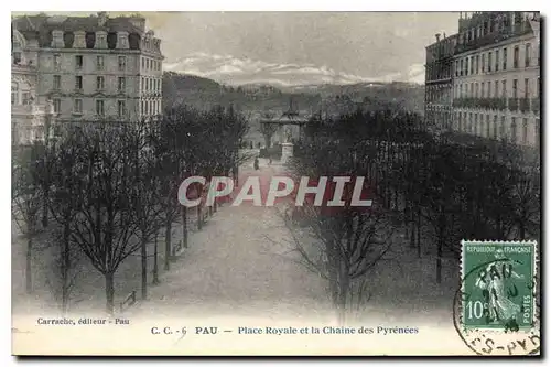 Ansichtskarte AK Pau Place Royale et la Chaine des Pyrenees