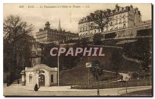 Cartes postales Pau Le Funiculaire et l'Hotel de France