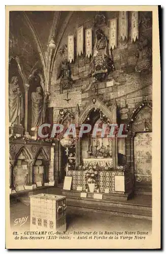 Cartes postales Guingamp Interieur de la Basilique Notre Dame de Bons Secours Autel et porche de la Vierge Noire
