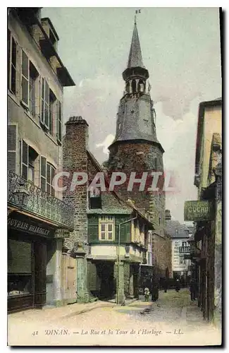 Cartes postales Dinan La Rue et la Tour de l'Horloge Brandilly