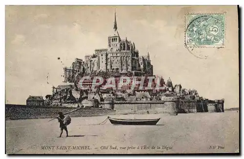 Cartes postales Mont Saint Michel Cote Sud vue prise a l'Est de la Digue Peche Pecheur