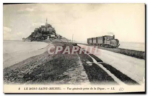 Cartes postales Le Mont Saint Michel Vue generale prise de la Digue Train