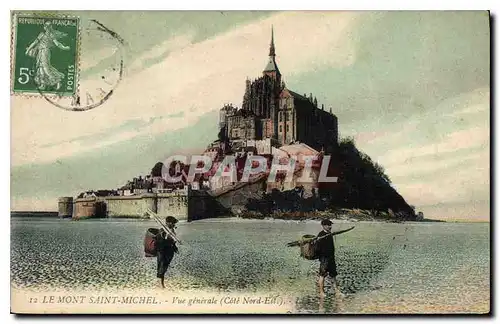 Cartes postales Le Mont Saint Michel Vue generale Pecheurs Peche