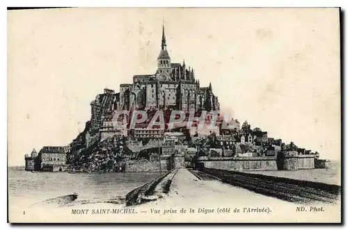 Cartes postales Mont Saint Michel Vue prise de la Digue Cote de l'arrivee