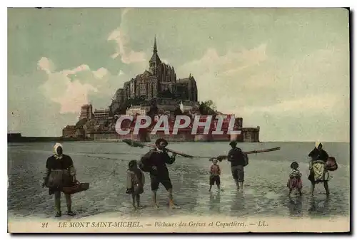 Cartes postales Le Mont Saint Michel Pecheurs des Greves et Coquetieres