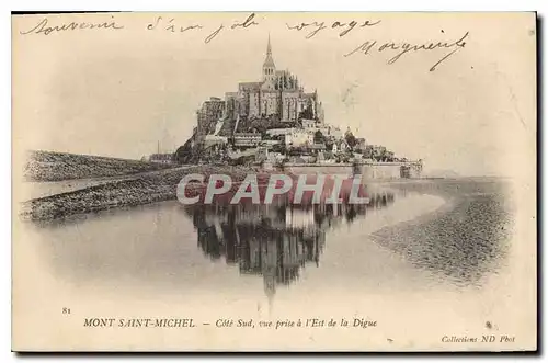 Cartes postales Mont Saint Michel Cote Sur vue prise a l'Est de la Digue