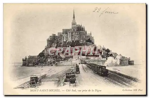 Cartes postales Mont Saint Michel Cote Sud vue prise de la Digue Train