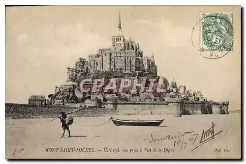 Cartes postales Mont Saint Michel Cote sud vue prise a l'est de la Digue