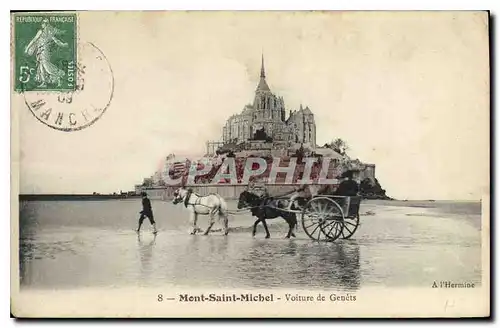 Ansichtskarte AK Mont Saint Michel Voiture de Genets