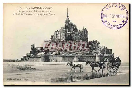 Ansichtskarte AK Mont Saint Michel Vue generale et Voiture de Genets