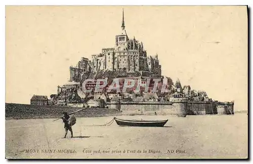 Cartes postales Mont Saint Michel Cote sud vue prise a l'est de la Digue Peche Pecheur