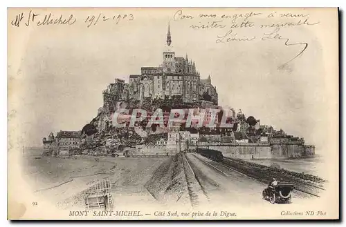 Cartes postales Mont Saint Michel Cote Sud vue prise de la Digue Automobile