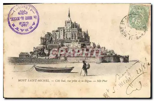 Cartes postales Mont Saint Michel Cote Sud vue prise de la Digue Pecheur Peche
