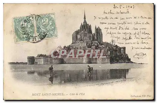 Cartes postales Mont Saint Michel Cote de l'Est Pecheur Peche