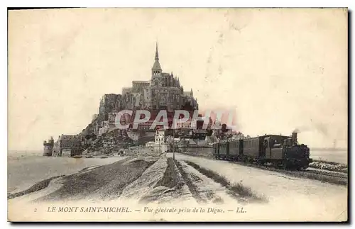 Cartes postales Le Mont Saint Michel Vue generale prise de la Digue Train