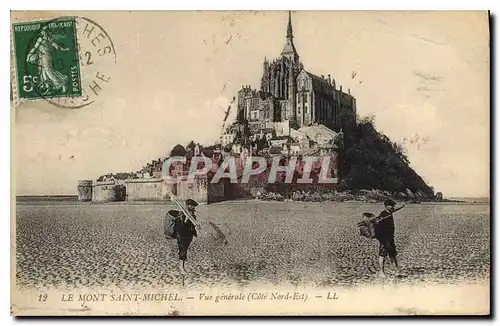 Cartes postales Le Mont Saint Michel Vue generale Peche Pecheur