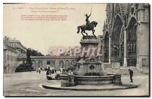 Cartes postales Nancy Place Saint Epevre Statue de Renee II Palais du gouvernement