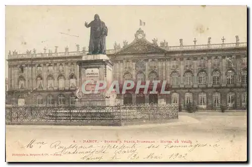 Cartes postales Nancy Statue et Place Stanislas Hotel de Ville