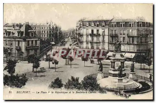 Cartes postales Belfort La Place ed la Republique et le Boulevard Carnot