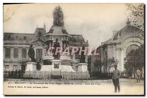 Ansichtskarte AK Belfort Le monument des Trois Sieges Palais de Justice Salle des Fetes Militaria