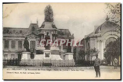 Cartes postales Belfort Le monument des Trois Sieges Palais de Justice Salle des Fetes Militaria