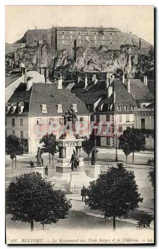 Ansichtskarte AK Belfort Le Monument des Trois Sieges et le Chateau