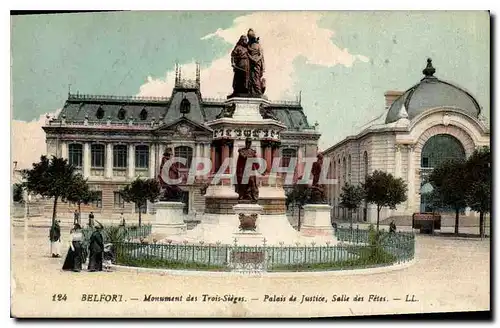 Cartes postales Monument des Trois Sieges Palais de Justice Salle des Fetes  Belfort