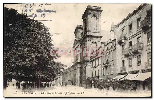 Cartes postales Belfort La Place d'Armes et l'Eglise