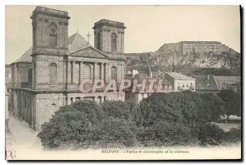 Cartes postales Belfort L'Eglise St Christophe et le Chateau