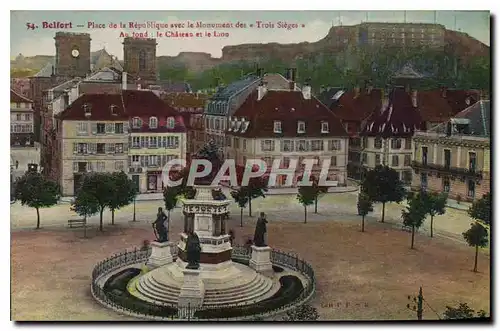 Cartes postales Belfort Place de la Republique avec le Monument des Trois Sieges