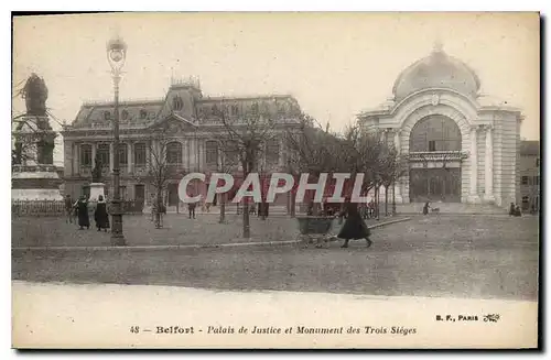 Cartes postales Belfort Palais de Justice et Monument des Trois Sieges