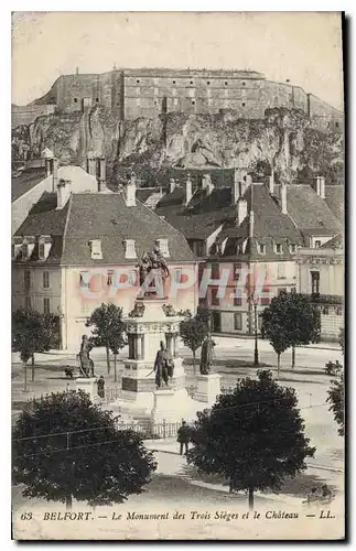 Ansichtskarte AK Belfort Le Monument des Trois Sieges et le Chateau