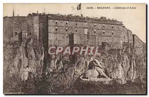 Cartes postales Belfort Chateau et Lion