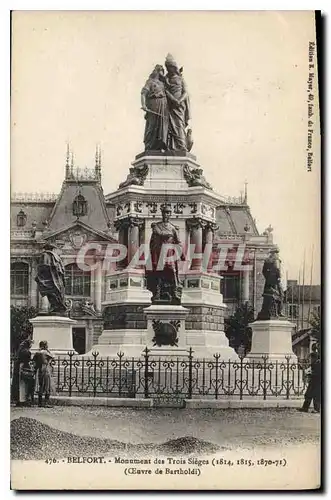Cartes postales Belfort Monument des Trois Sieges 1814 1815 1870 71 Oeuvre de Bartholdi