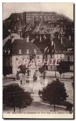 Cartes postales Belfort Le Monument des Trois Sieges et le Chateau