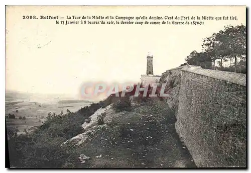 Cartes postales Belfort La Tour de la Miotte et la Campagne