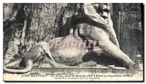 Cartes postales Belfort Le Lion ceavre de Bartholdi