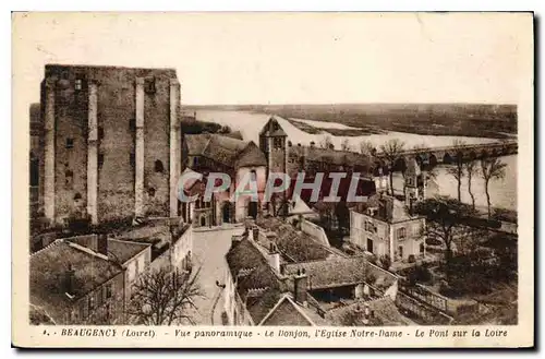 Cartes postales Beaugency Loiret Vue panoramique Le Donjon l'Eglise Notre Dame Le Pont sur la Loire