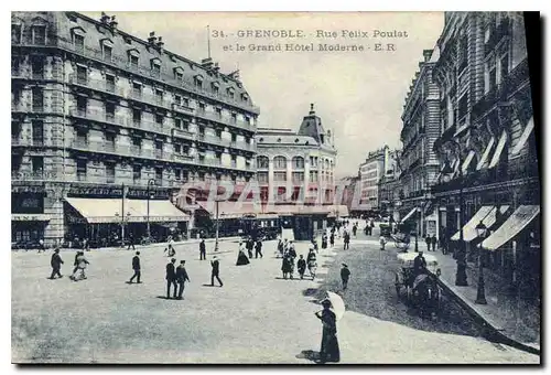 Cartes postales Grenoble Rue Felix Poulat et le Grand Hotel Moderne