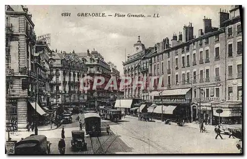 Ansichtskarte AK Grenoble Place Grenette Train Tramway