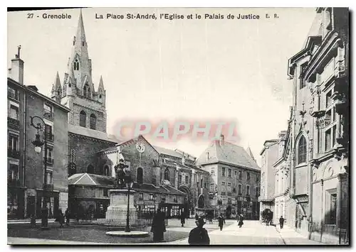 Cartes postales Grenoble La Place St Andre l'Eglise et la Palais de Justice