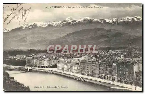 Cartes postales Grenoble Vue generale et la chaine des Alpes