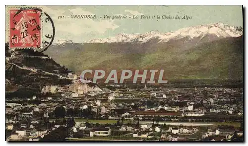 Cartes postales Grenoble Vue generale Les Forts et la Chaine des Alpes