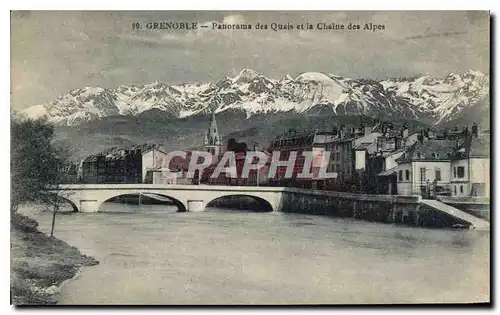 Cartes postales Grenoble Panorame des Quais et la chaine des Alpes